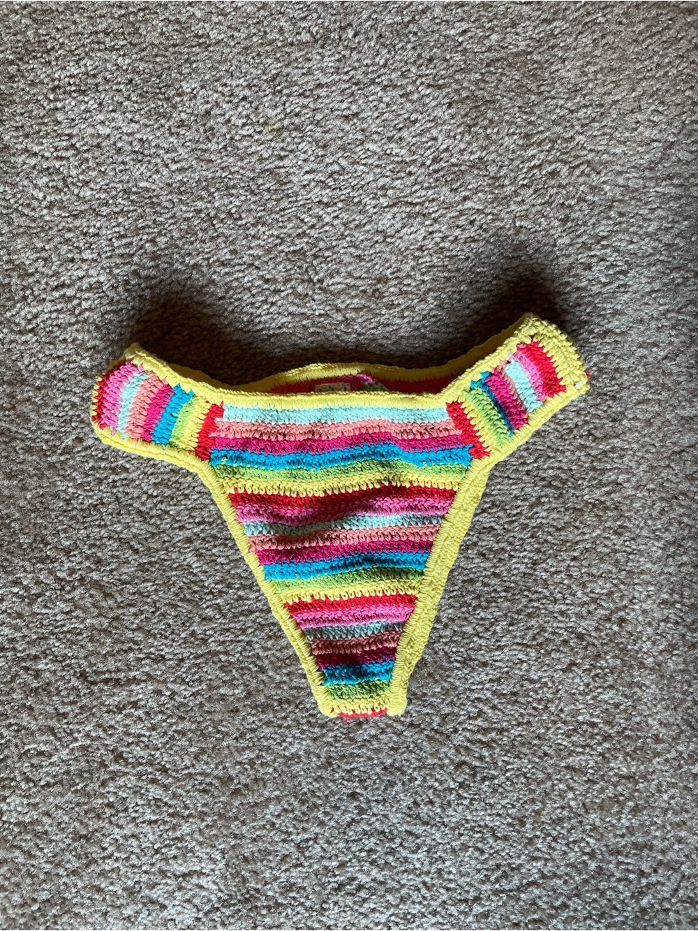 Yellow Multicolor Crochet Bikini Bottom - Women Swim Bikinis